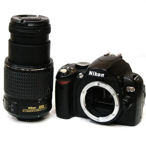 Nikon D60 DSLR Camera with Nikon 55-200 mm Zooming Lens - With Accessories