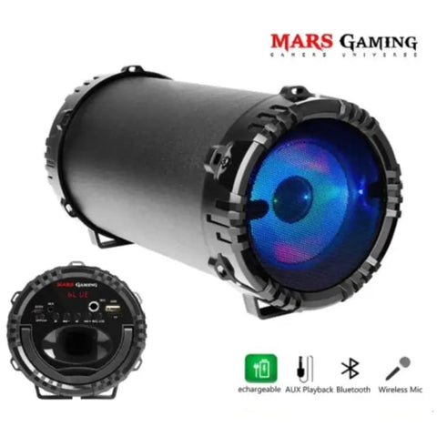 Mars Gaming MSB0, wireless speaker, portable Bluetooth, Micro SD, RGB Flow 10W, FM Radio + Karaoke mode, USB & Jack