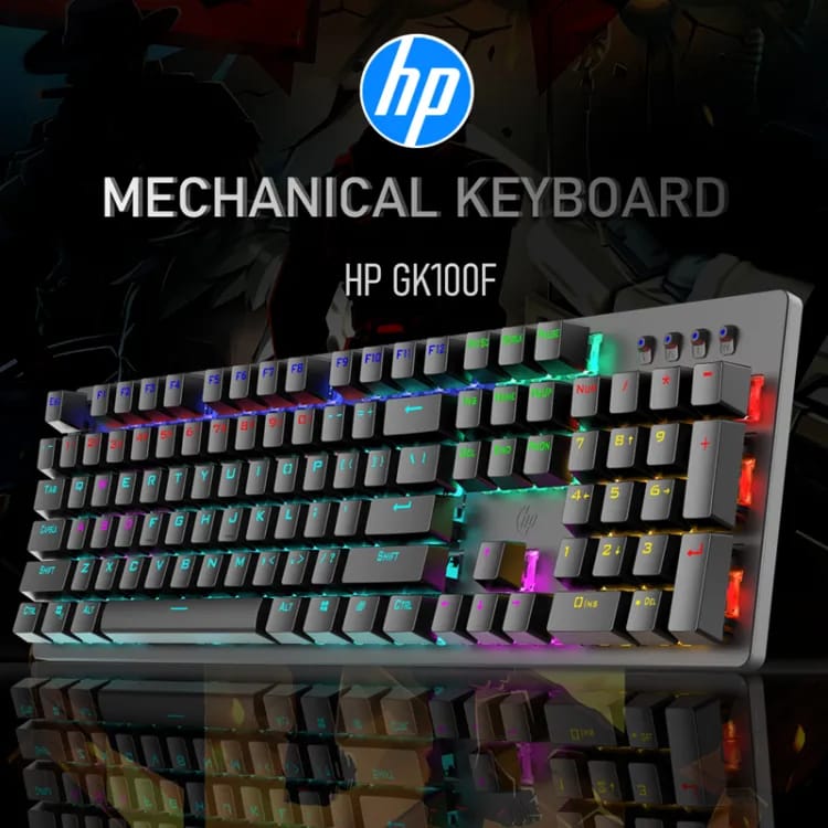 Mechanical Gaming keyboard HP GK100F RGB & Clicker keyboard Gaming keyboard USB Wired Lightings RGB Keyboard blue switches