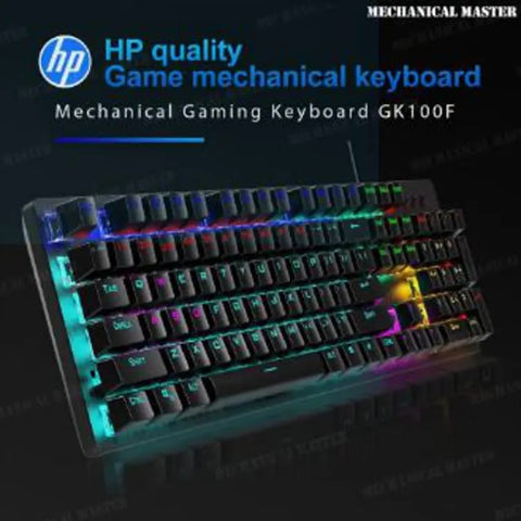 Mechanical Gaming keyboard HP GK100F RGB & Clicker keyboard Gaming keyboard USB Wired Lightings RGB Keyboard blue switches