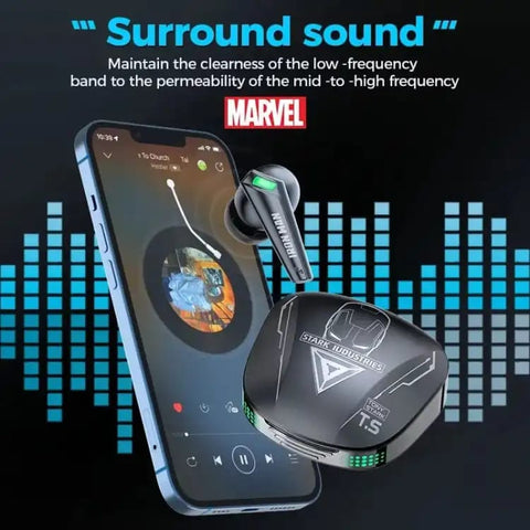Marvel Avengers S18 Bluetooth 5.3 Wireless Gaming Earbuds HD Bass Headphone (Captain America & Iron Man)