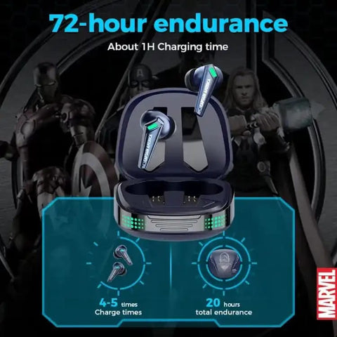 Marvel Avengers S18 Bluetooth 5.3 Wireless Gaming Earbuds HD Bass Headphone (Captain America & Iron Man)