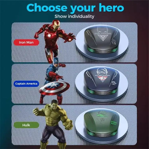 Marvel Avengers S18 Bluetooth 5.3 Wireless Gaming Earbuds HD Bass Headphone (Captain America & Iron Man)