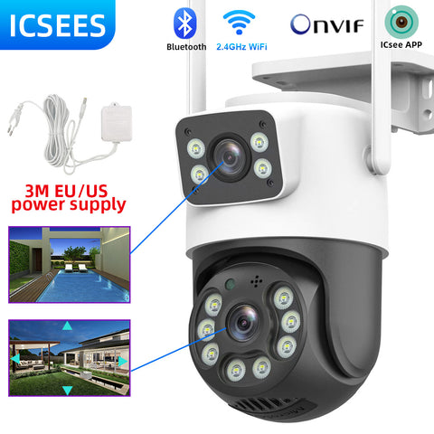 Wifi Surveillance IP Camera 8MP - Dual Lens Wireless Outdoor Security PTZ - AI Human Detect CCTV Camera 4X Digital Zoom - Best price in Pakistan